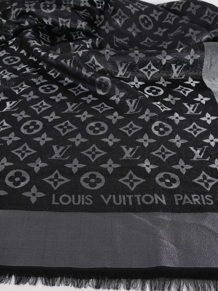 Louis Vuitton, Accessories, Louis Vuitton Monogram Shawl Black Lurex  M7523