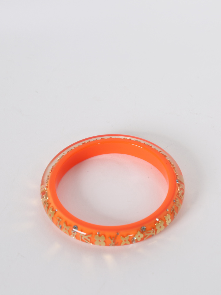 LOUIS VUITTON Inclusion Tangerine Resin Bangle Bracelet S+