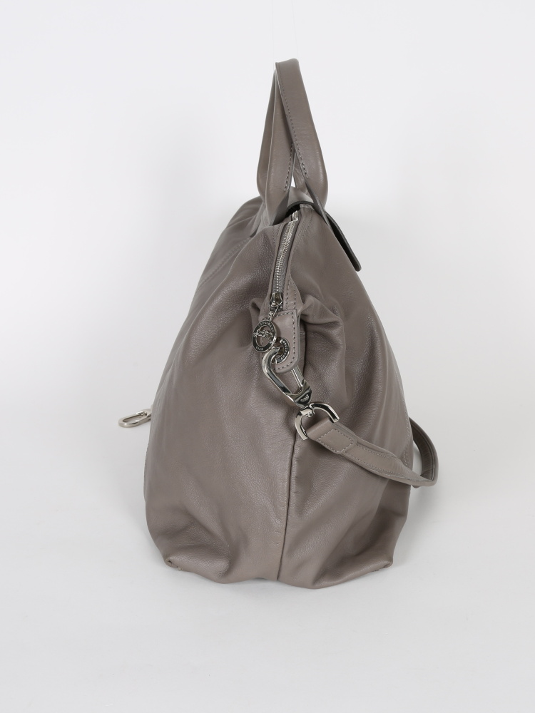 Pliage leather handbag Longchamp Grey in Leather - 16138050
