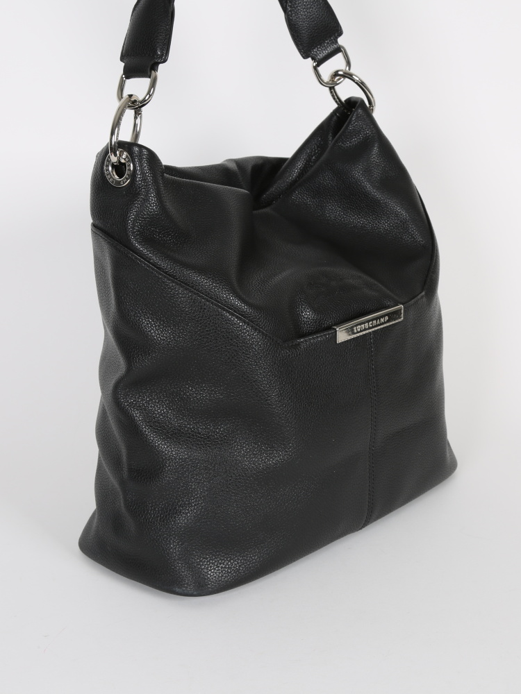 Longchamp Mystery Leather Hobo Bag, Black