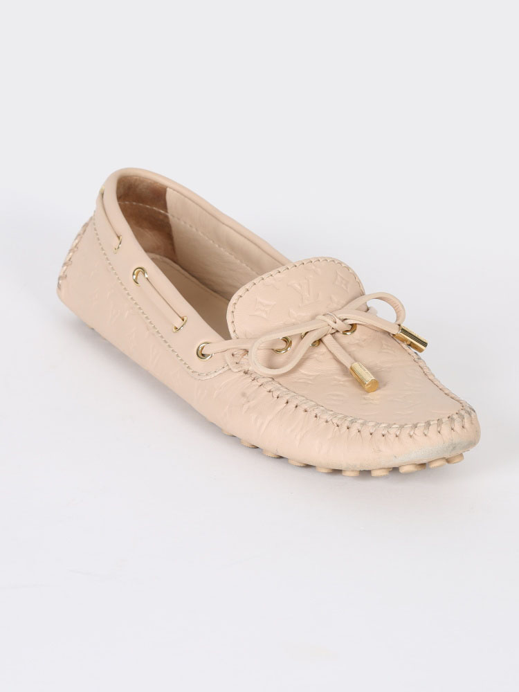 LOUIS VUITTON Empreinte Gloria Loafers 37 Beige 1086460