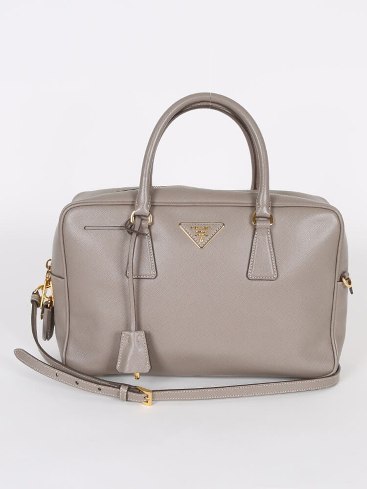 Prada - Saffiano Lux Bag with Strap Argilla | www.luxurybags.cz