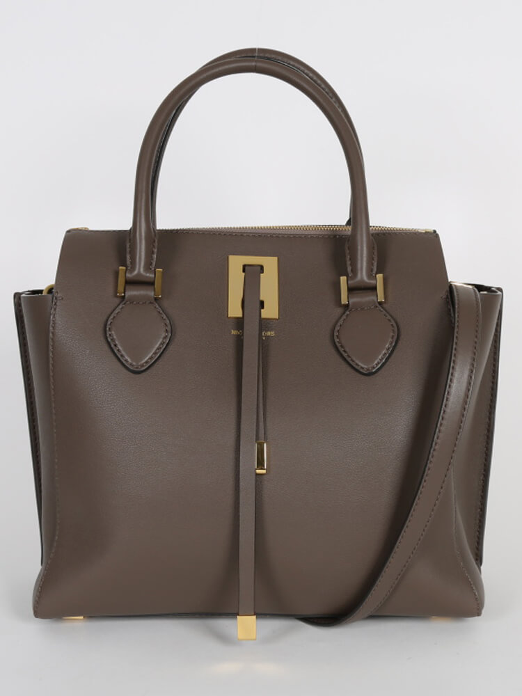 Michael Kors - Collection Miranda Brown Leather Top-Zip Tote |  