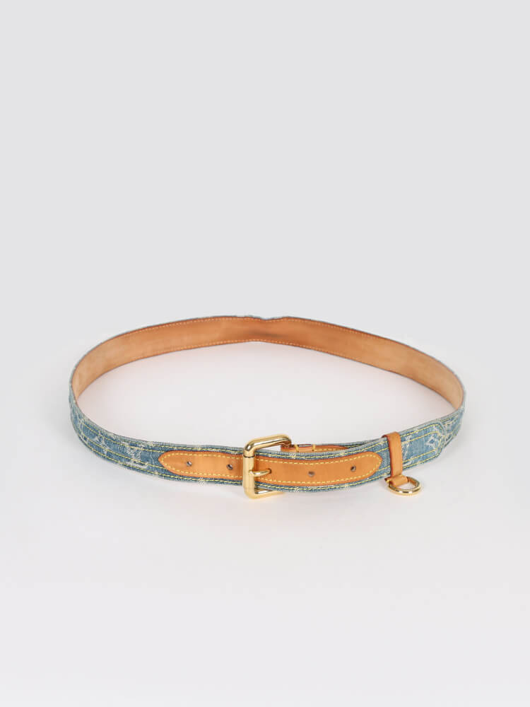 Louis Vuitton Buckle Belt Monogram Denim Medium Blue 1531161