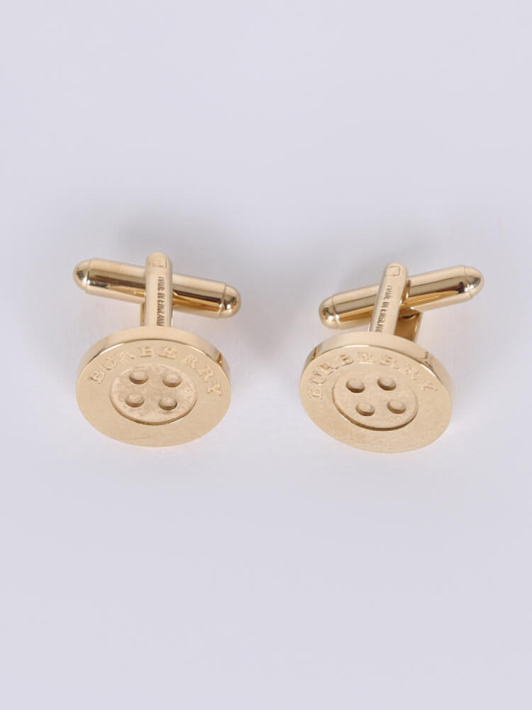 Burberry - Button Design Metal Cufflinks Gold 