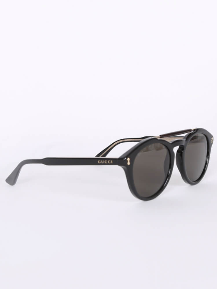 Gucci Round Frame Acetate Men Sunglasses Black www.luxurybags.cz