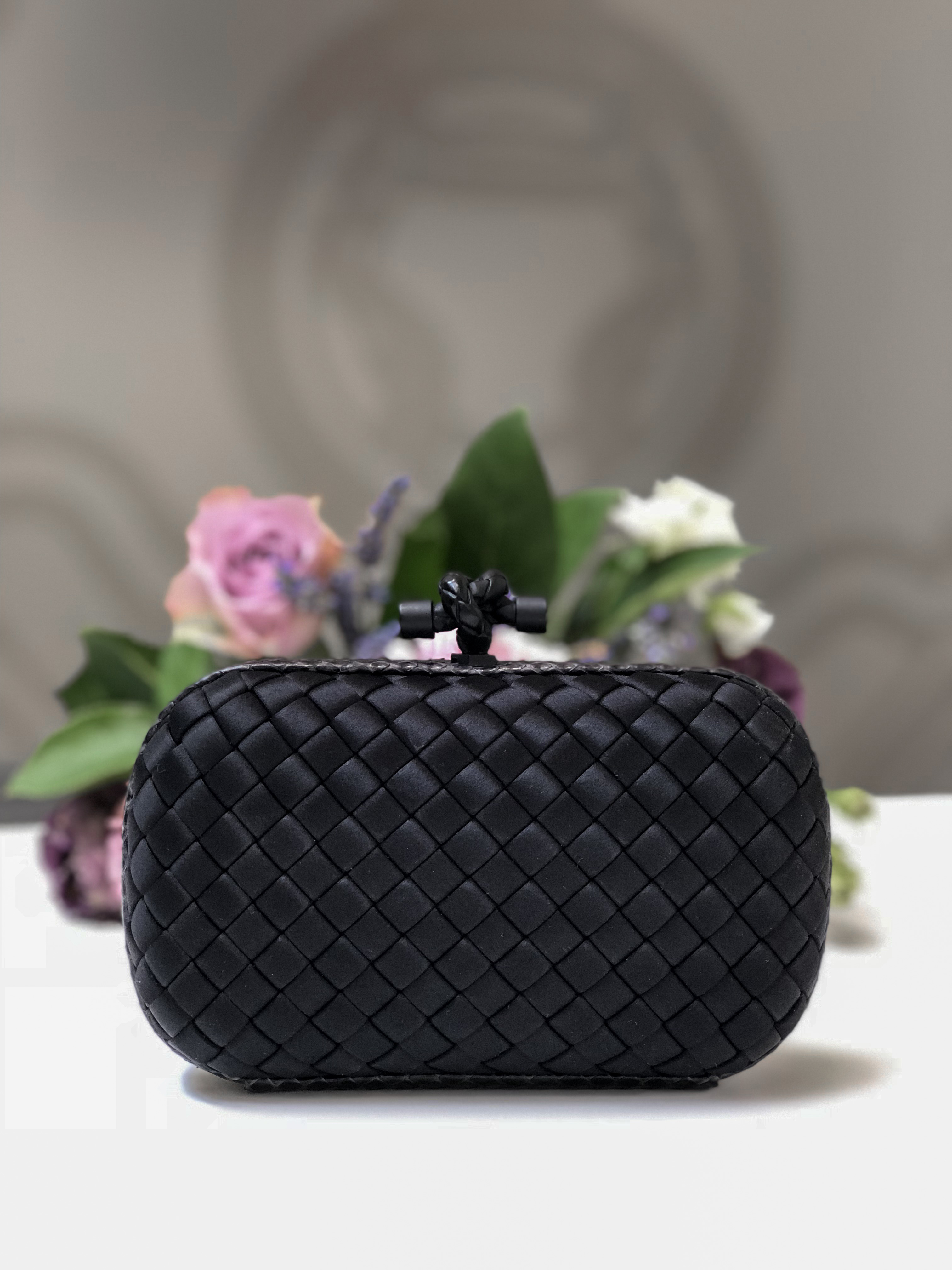 Bottega Veneta Ayers-Trimmed Intrecciato Knot Clutch - Black Clutches,  Handbags - BOT225867