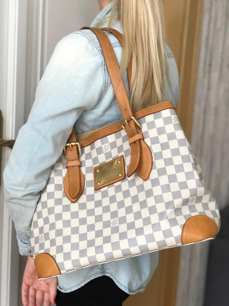 Louis Vuitton Louis Vuitton Hampstead MM White Azur Damier Canvas