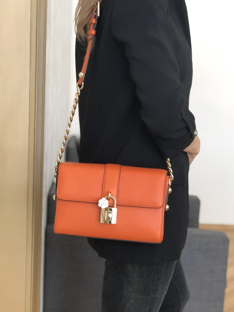 Dolce & Gabbana - Soft Leather Flower Lock Chain Flap Bag Orange |  