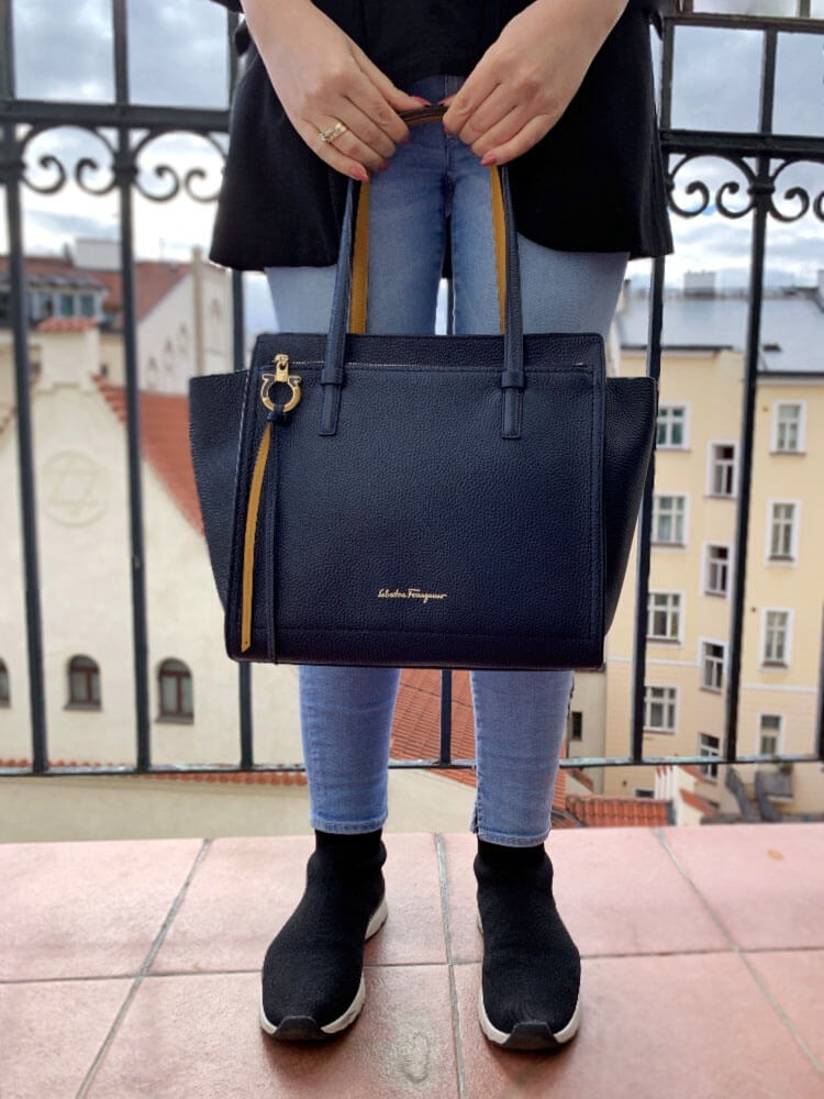 salvatore ferragamo blue bag