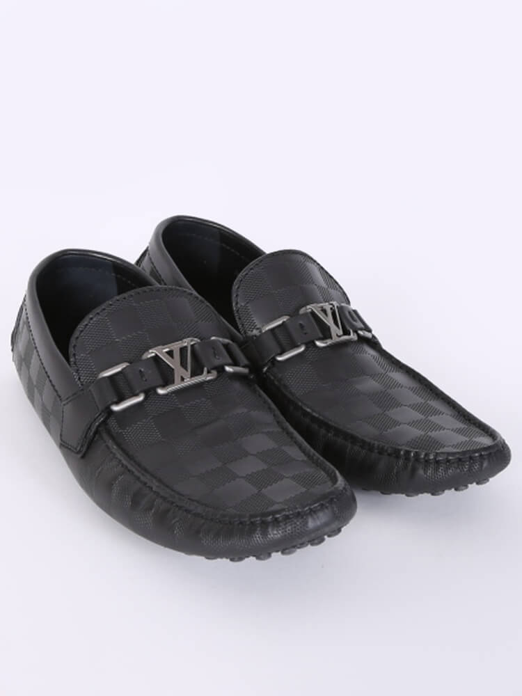 Louis Vuitton Black Damier Infini Leather Hockenheim Slip On Loafers Size  44 Louis Vuitton