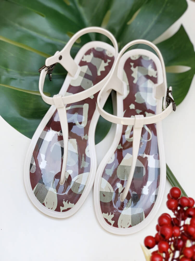 Burberry - Nova Check Jelly Thong Sandals White 40 