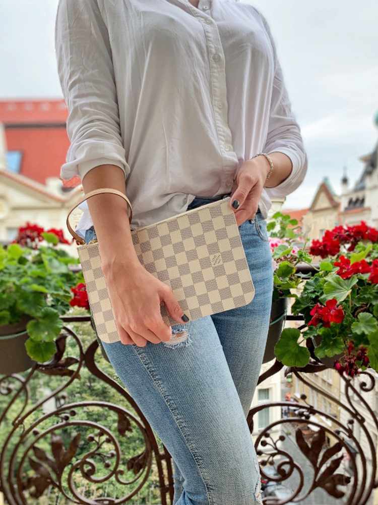 Louis Vuitton Neverfull Mm White Damier Azur Canvas Tote - MyDesignerly