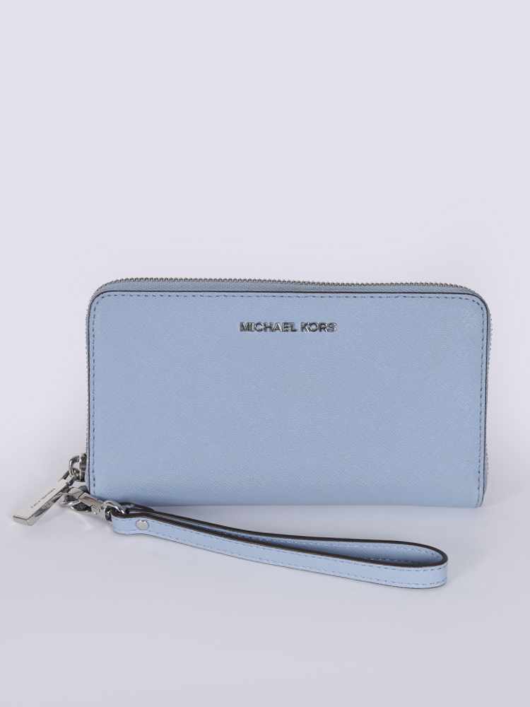 Michael Kors - Jet Set Saffiano Leather Continental Wallet Light Blue |  