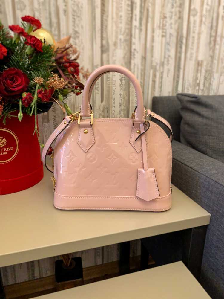 Louis Vuitton - Alma BB Monogram Vernis Leather Rose Ballerine