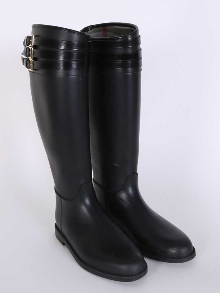 Burberry - Equestrian Belted Rain Boots Black 39 