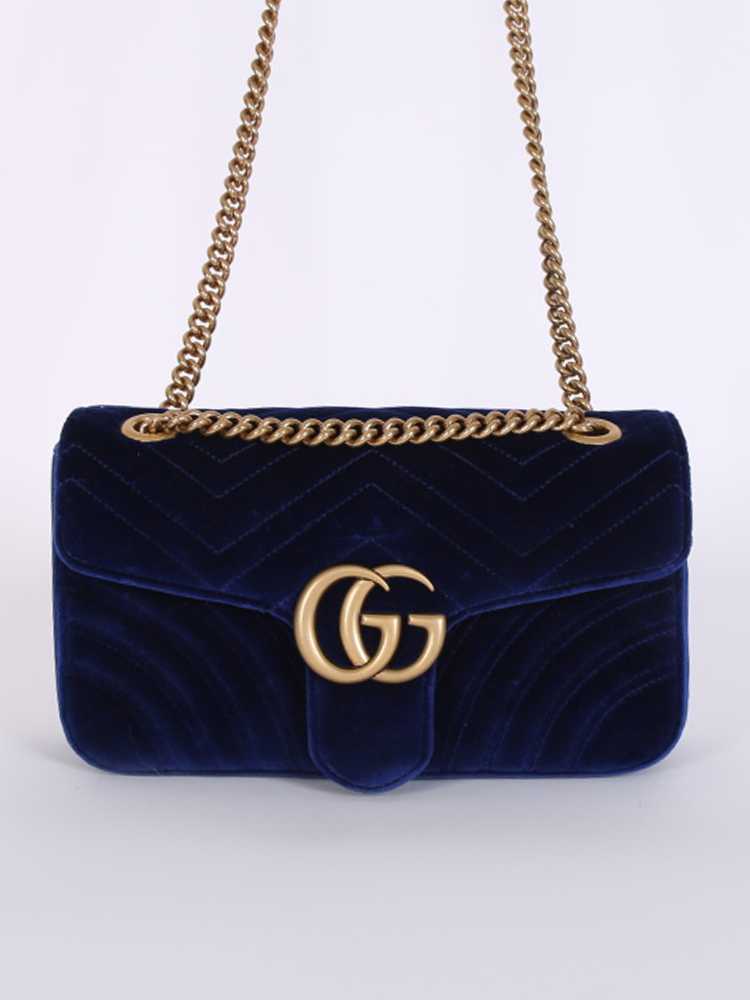 Sac velours croix épaule Gucci GG bleu royal marmont