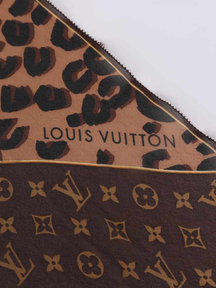 Louis Vuitton Brown Monogram and Leopard Print Silk Chiffon