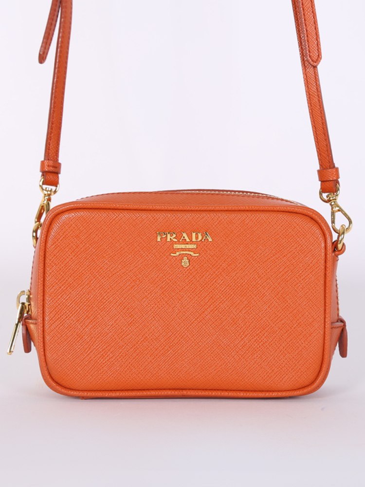 Prada - Saffiano Leather Mini Zip Crossbody Papaya | www.luxurybags.cz