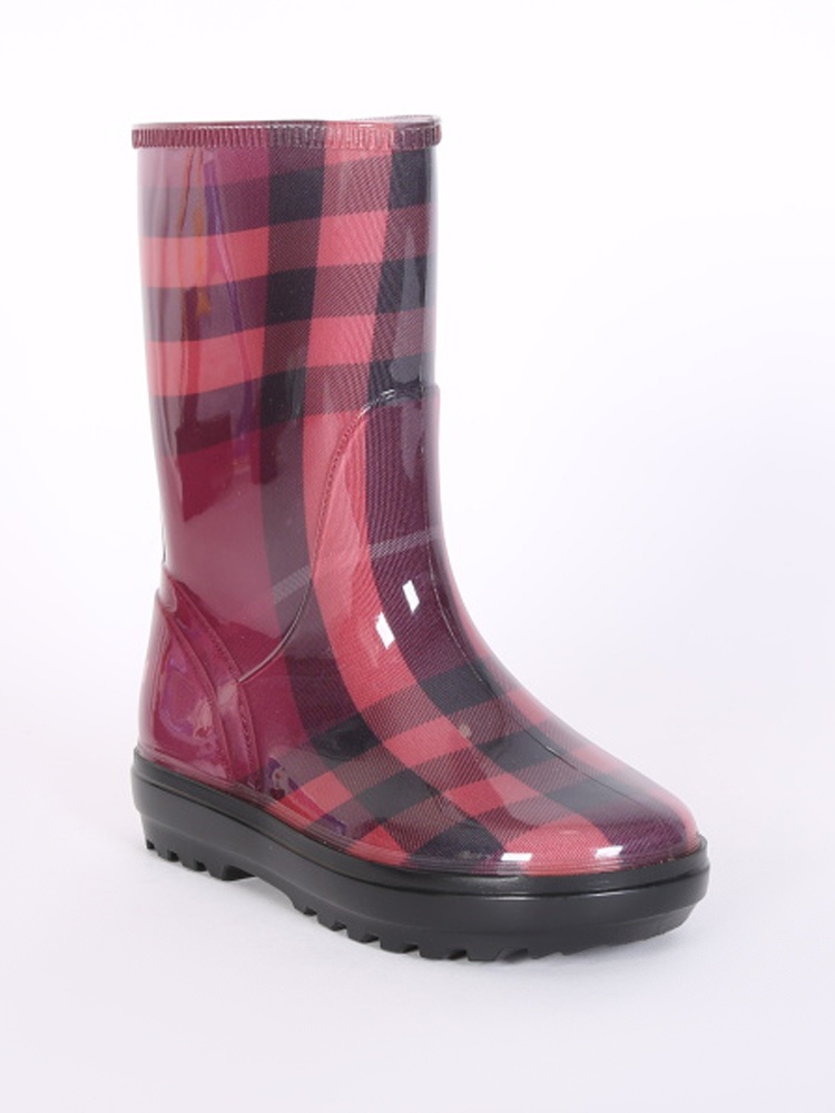 Burberry - Check Rain Boots Burgundy 33/34 