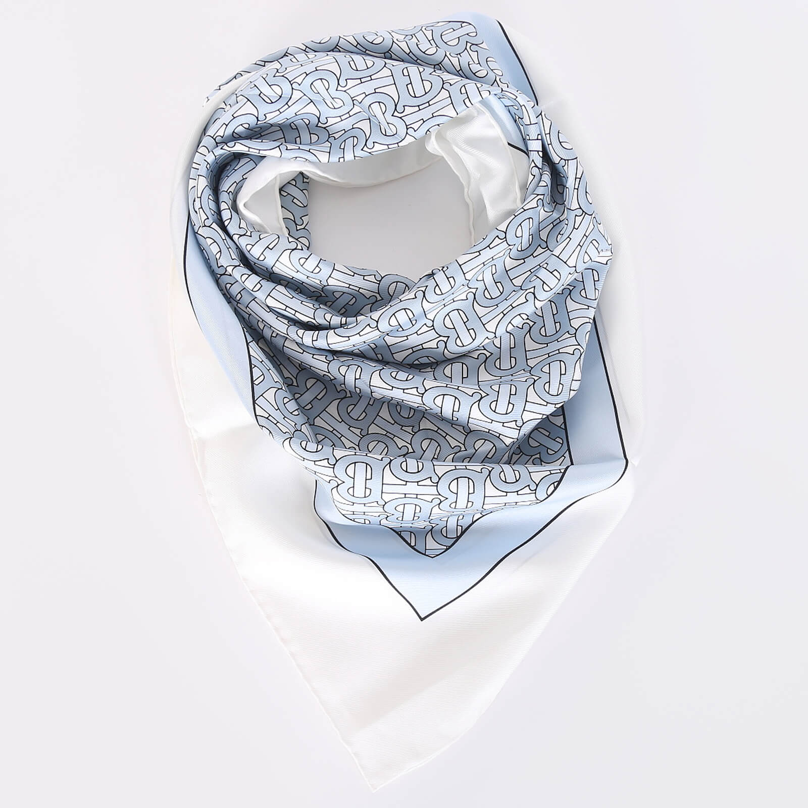 Burberry Monogram Print Silk Square Scarf in Blue