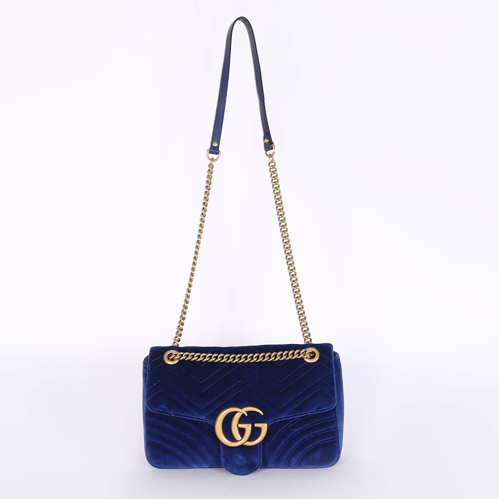 Sac velours croix épaule Gucci GG bleu royal marmont