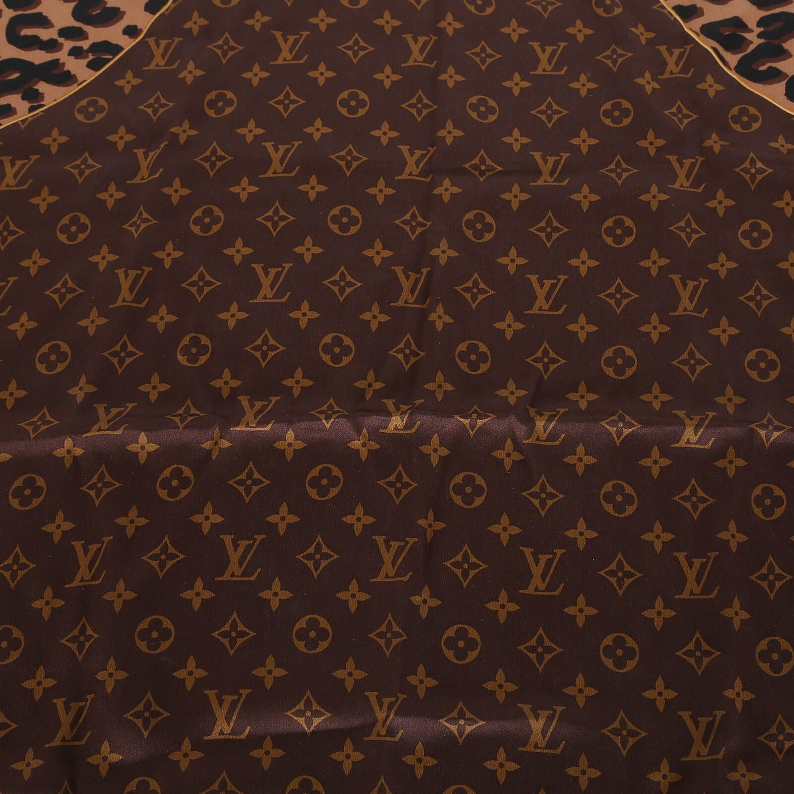 Louis Vuitton Monogram And Leopard Print Silk Scarf Brown Luxurybagscz 0370