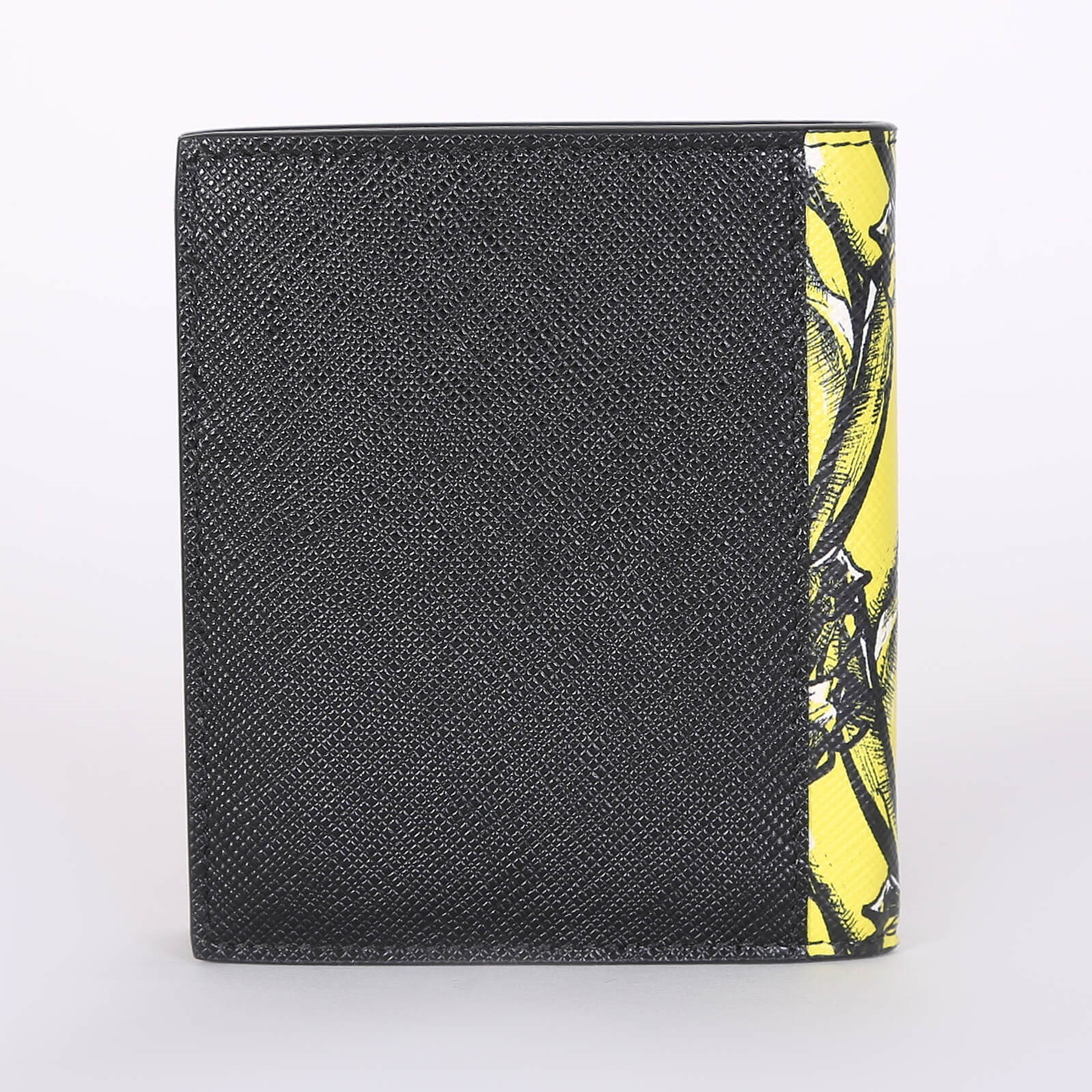 Prada Banana Print Saffiano Active Small Wallet Nero Giallo www.luxurybags.cz