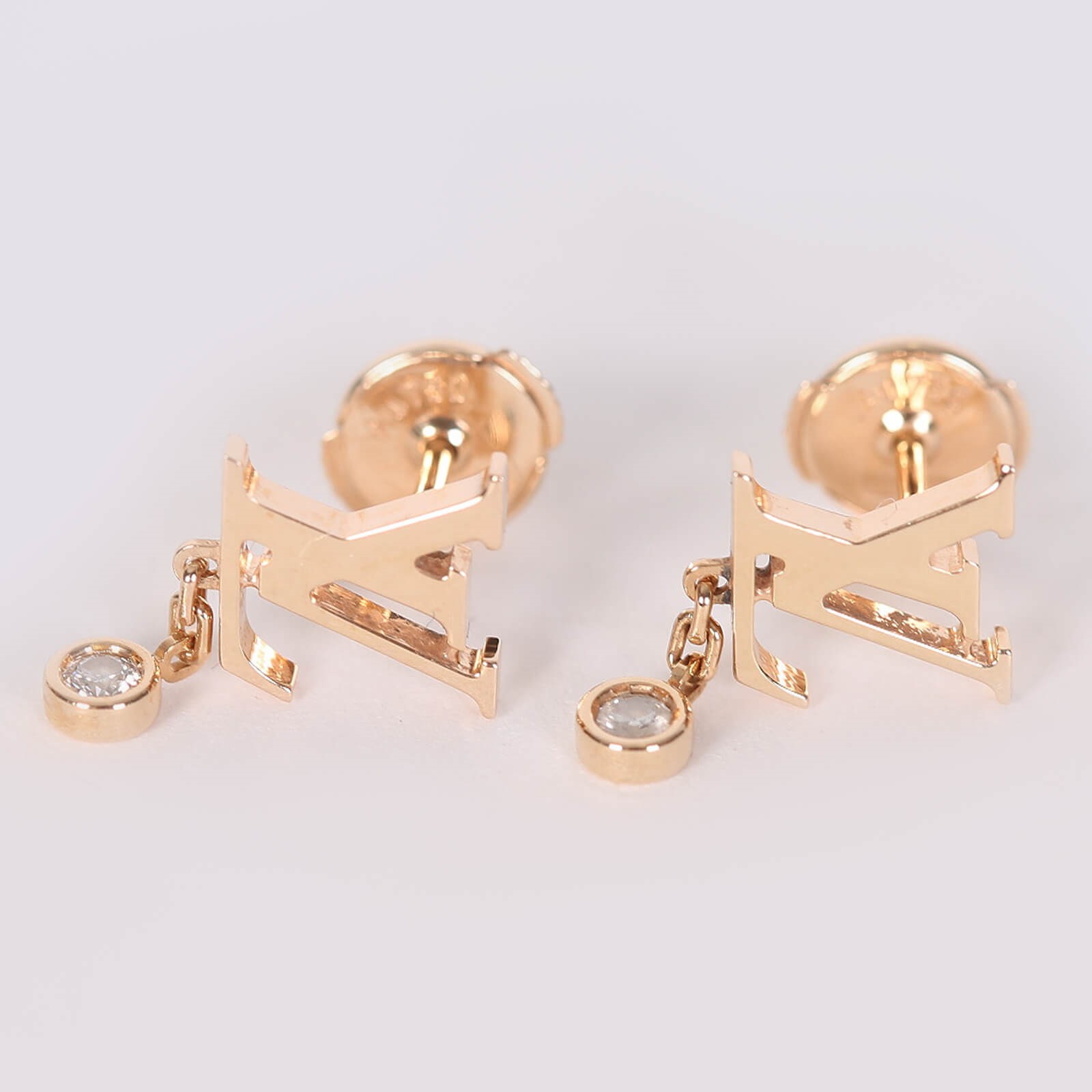 LOUIS VUITTON Pierced Earrings Creole Monogram Idylle Diamond 750 RG/YG/WG