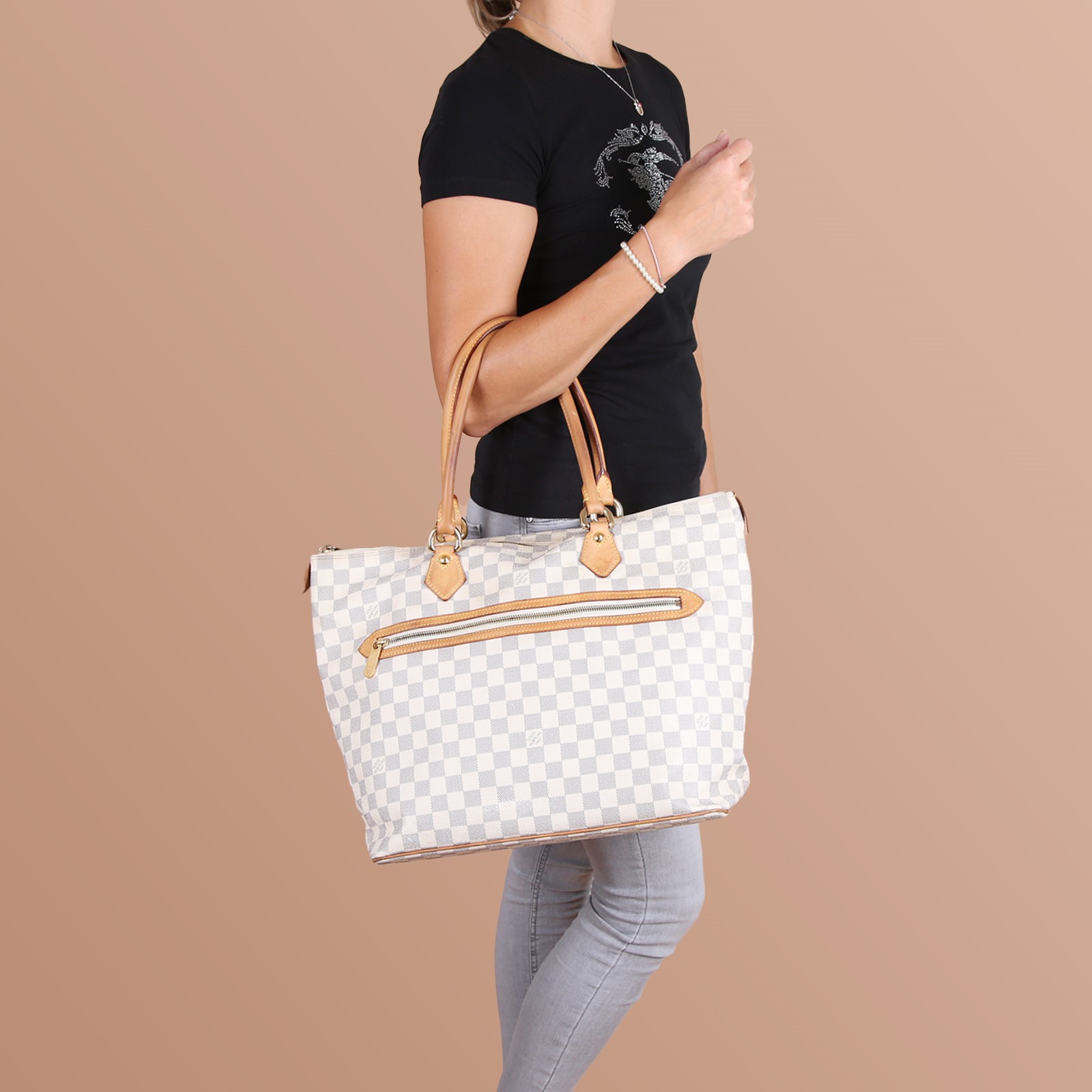 White Louis Vuitton Damier Azur Saleya GM Tote Bag – Designer Revival