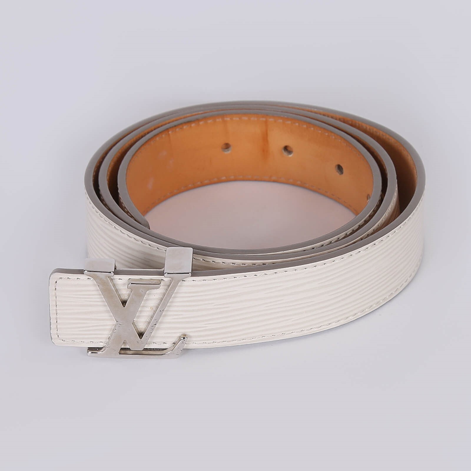 LOUIS VUITTON Epi 30mm LV Initiales Belt 85 34 Ivory 383827