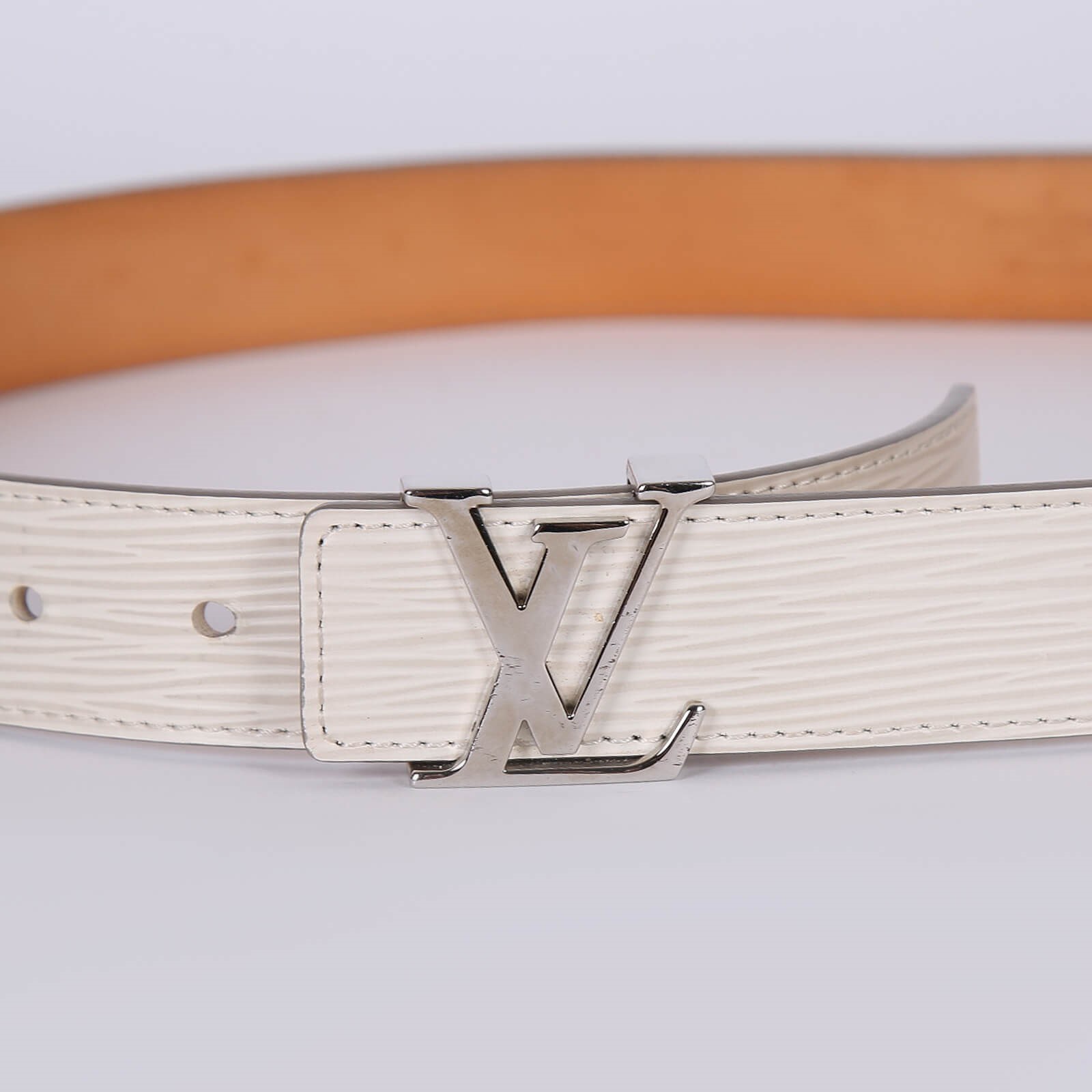 LOUIS VUITTON Epi 30mm LV Initiales Belt 85 34 Ivory 383827